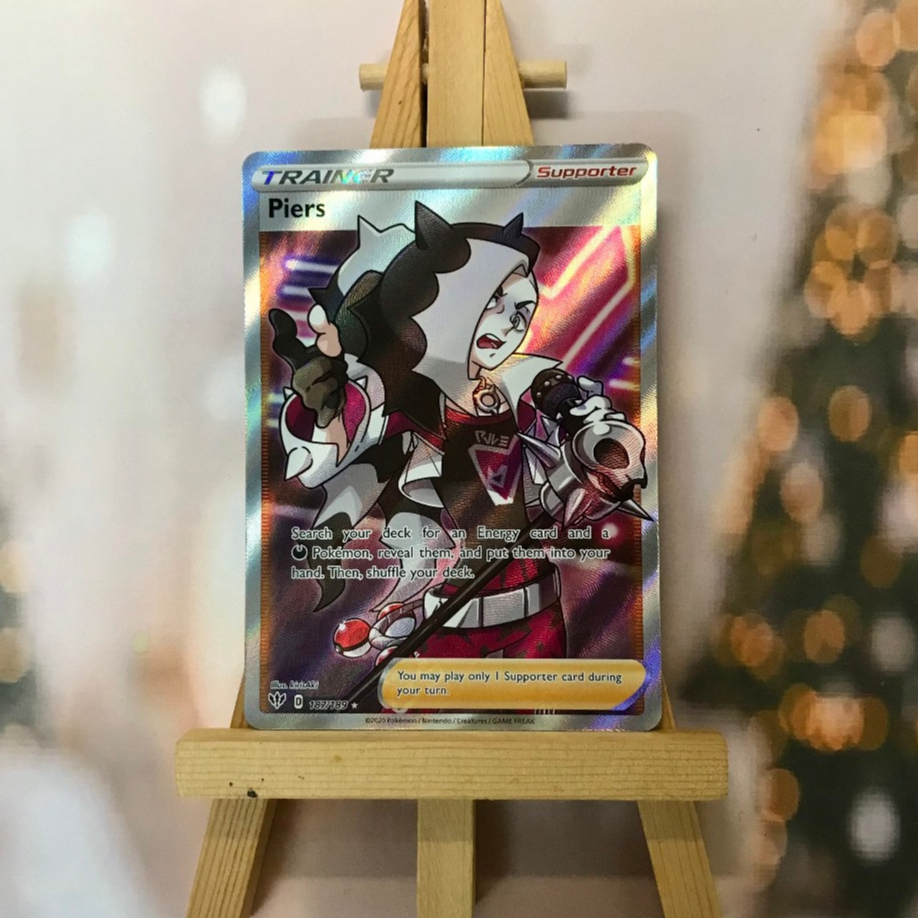 Thẻ hình Pokemon Piers 187/189 - Lá bài lẻ Full Art Ultra Rare tiếng Anh chính hãng