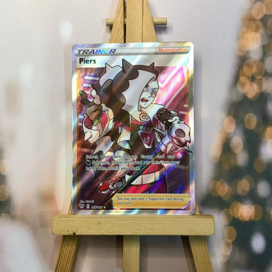 Thẻ hình Pokemon Piers 187/189 - Lá bài lẻ Full Art Ultra Rare tiếng Anh chính hãng