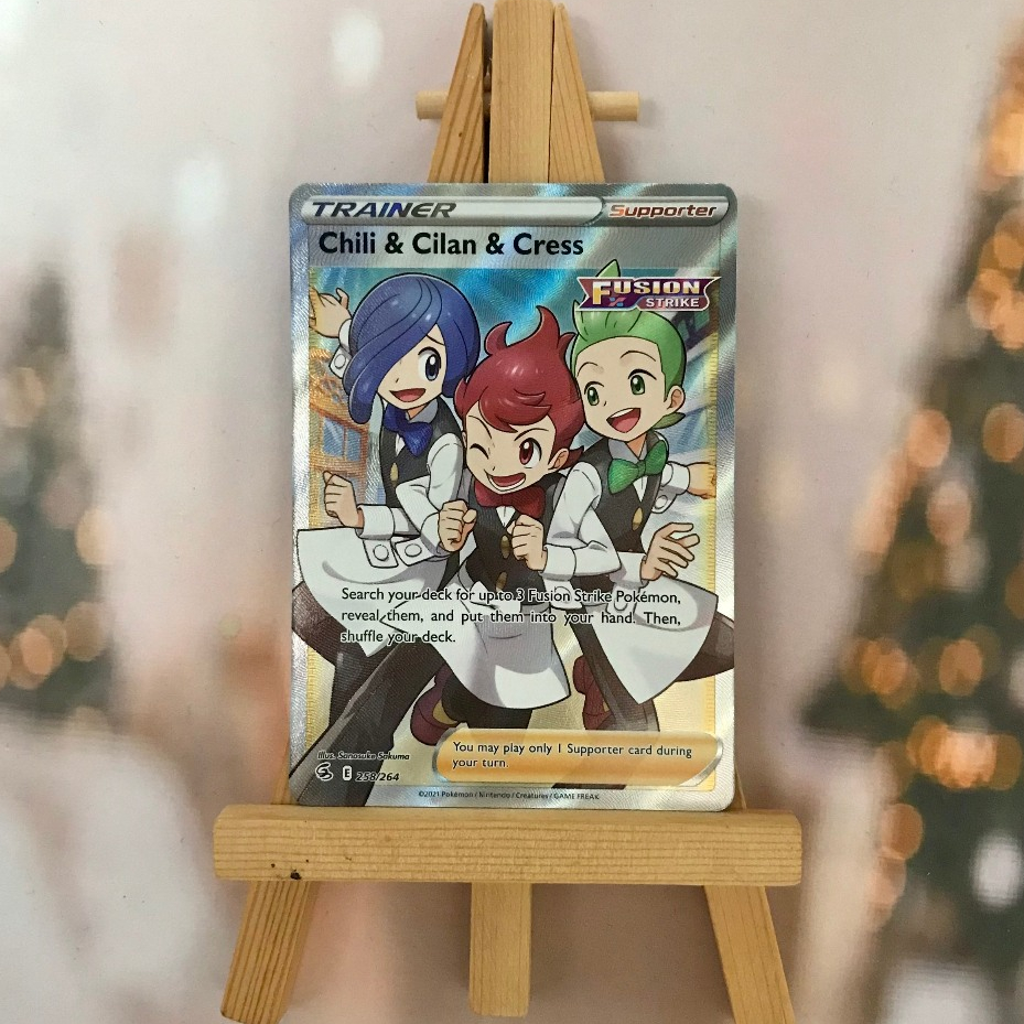 Thẻ hình Pokemon Chili & Cilan & Cress 258/264 - Lá bài lẻ Full Art Ultra Rare tiếng Anh chính hãng