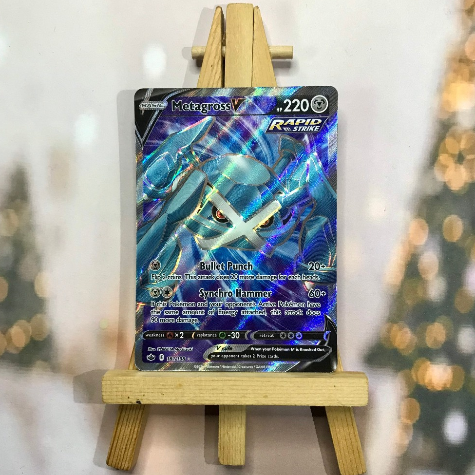 Thẻ hình Pokemon Metagross V 181/198 - Lá bài lẻ Full Art Ultra Rare tiếng Anh chính hãng