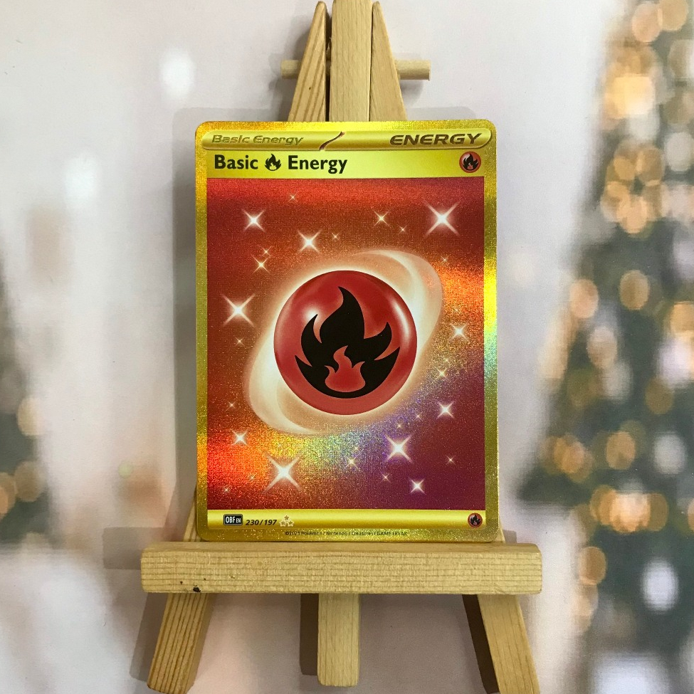 Thẻ hình Pokemon Fire Energy 230/197 - Lá bài lẻ Scarlet & Violet: Obsidian Flames Gold Secret Rare tiếng Anh chính hãng