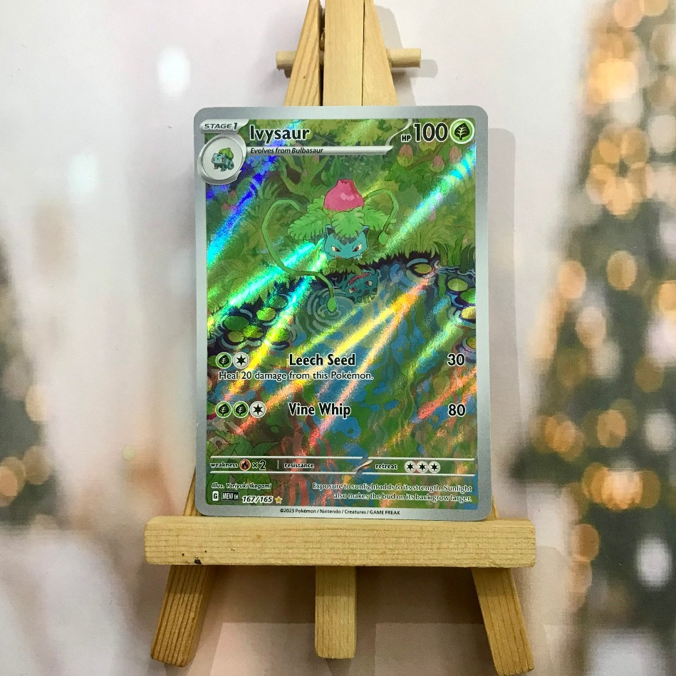 Thẻ hình Pokemon Ivysaur 167/165 - Lá bài lẻ Scarlet & Violet 151 Illustration Rare tiếng Anh chính hãng