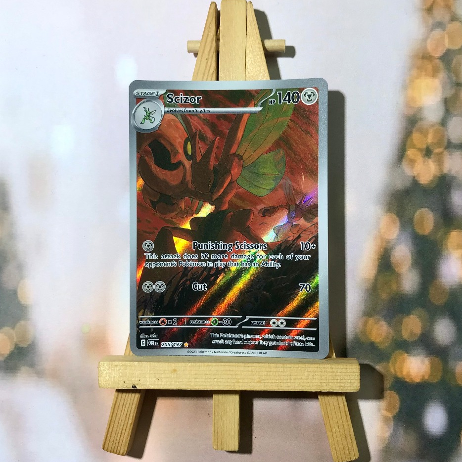 Thẻ hình Pokemon Scizor 205/197 - Lá bài lẻ Obsidian Flames Illustration Rare tiếng Anh chính hãng