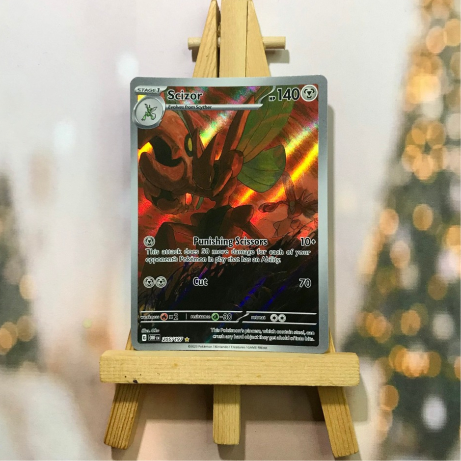 Thẻ hình Pokemon Scizor 205/197 - Lá bài lẻ Obsidian Flames Illustration Rare tiếng Anh chính hãng