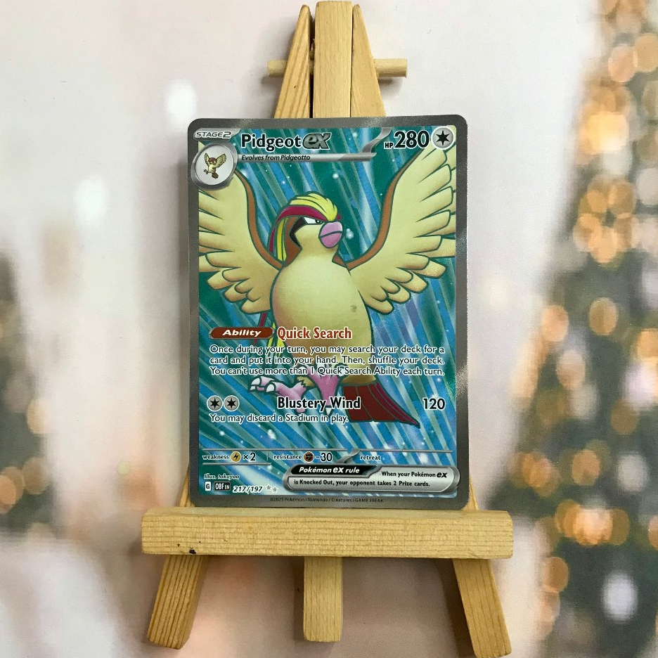 Thẻ hình Pokemon Pidgeot ex 217/197 - Lá bài lẻ Obsidian Flames Full Art Secret Rare tiếng Anh chính hãng