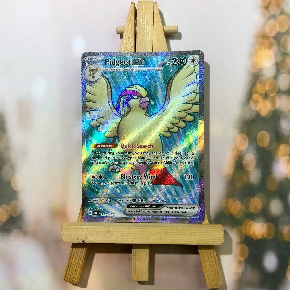 Thẻ hình Pokemon Pidgeot ex 217/197 - Lá bài lẻ Obsidian Flames Full Art Secret Rare tiếng Anh chính hãng