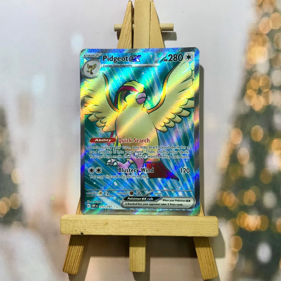 Thẻ hình Pokemon Pidgeot ex 217/197 - Lá bài lẻ Obsidian Flames Full Art Secret Rare tiếng Anh chính hãng