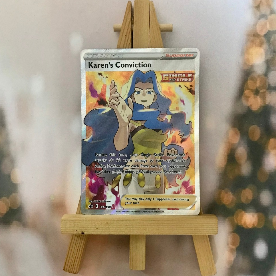 Thẻ hình Pokemon Karen's Conviction 193/198 - Lá bài lẻ Full Art Ultra Rare tiếng Anh chính hãng