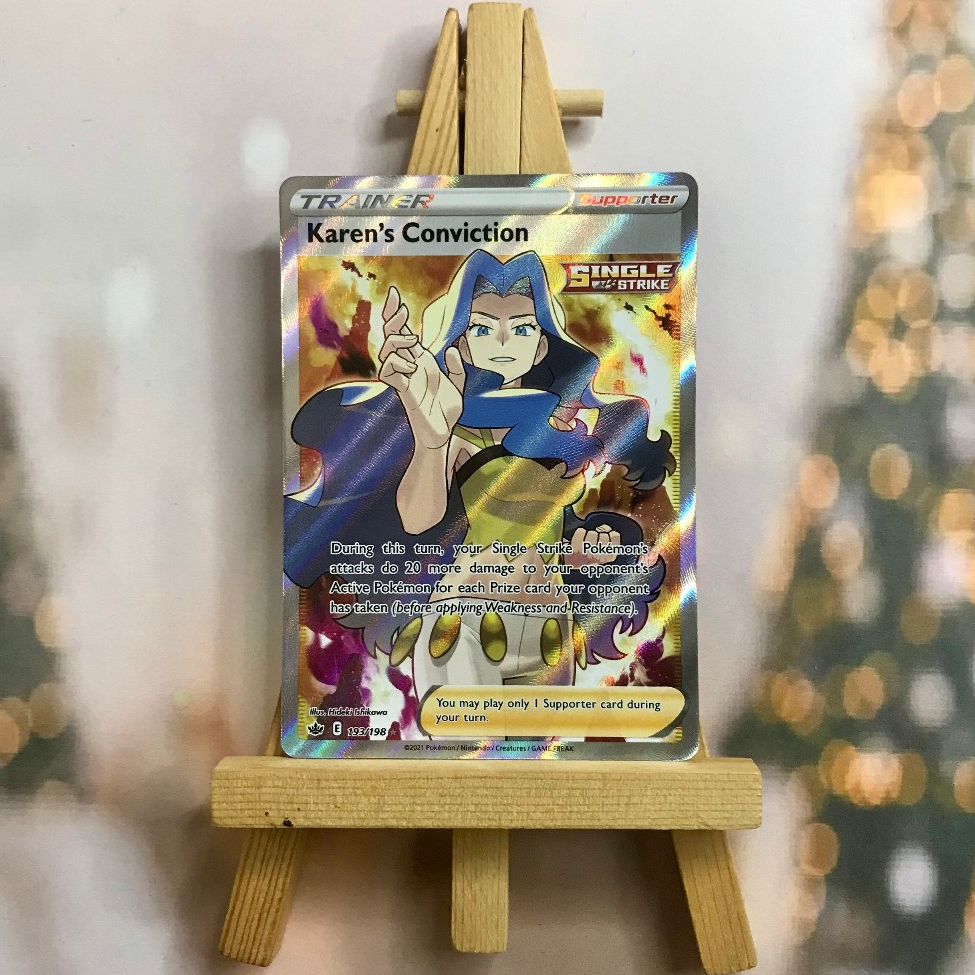 Thẻ hình Pokemon Karen's Conviction 193/198 - Lá bài lẻ Full Art Ultra Rare tiếng Anh chính hãng