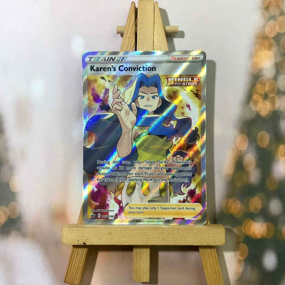 Thẻ hình Pokemon Karen's Conviction 193/198 - Lá bài lẻ Full Art Ultra Rare tiếng Anh chính hãng