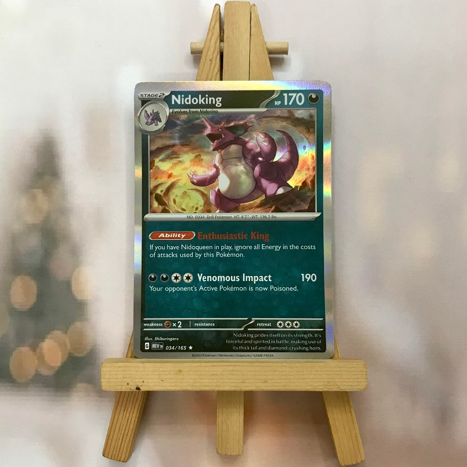 Thẻ hình Pokemon Nidoking 034/165 - Lá bài Scarlet & Violet 151 Holo Rare Reverse Holo tiếng Anh chính hãng