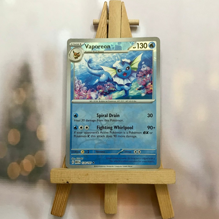Thẻ hình Pokemon Vaporeon 134/165 - Lá bài Scarlet & Violet 151 Rare Reverse Holo tiếng Anh chính hãng