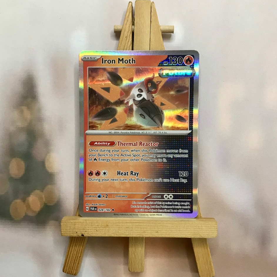 Thẻ hình Pokemon Iron Moth 028/182 - Lá bài Scarlet & Violet: Paradox Rift Holo Rare Reverse Holo tiếng Anh chính hãng