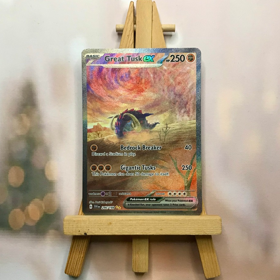 Thẻ hình Pokemon Great Tusk ex 246/198 - Lá bài lẻ Scarlet & Violet Base Set Special Illustration Rare tiếng Anh chính hãng