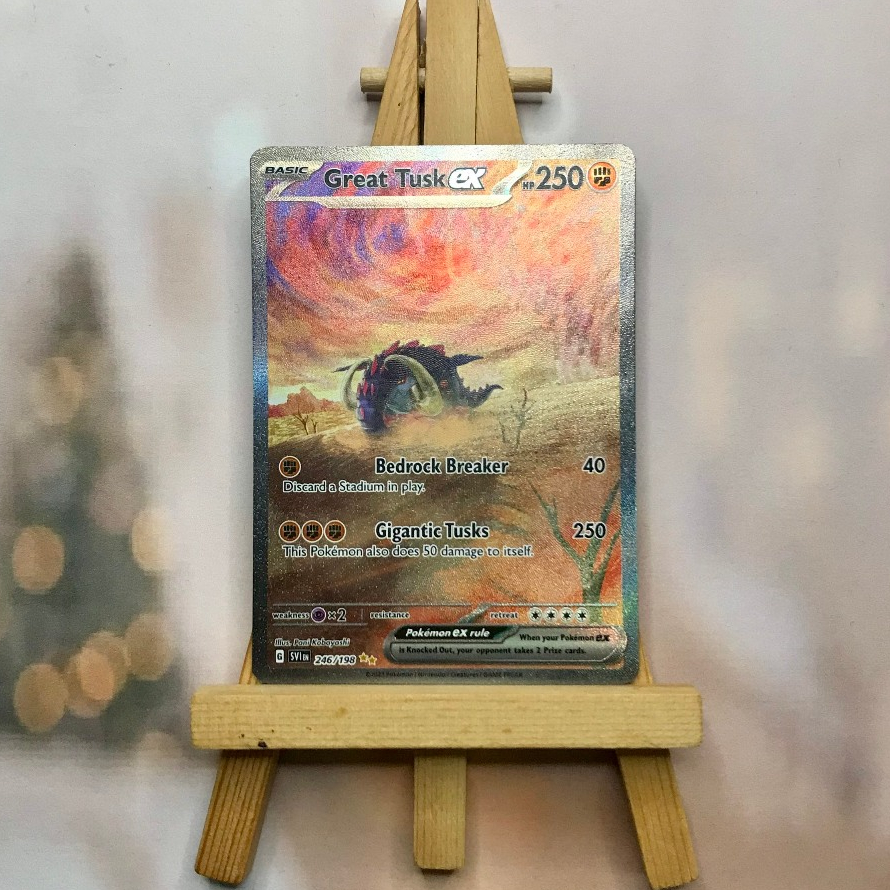 Thẻ hình Pokemon Great Tusk ex 246/198 - Lá bài lẻ Scarlet & Violet Base Set Special Illustration Rare tiếng Anh chính hãng