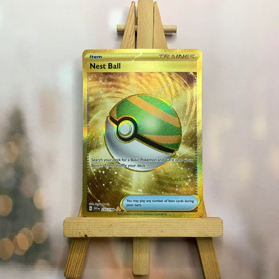 Thẻ hình Pokemon Nest Ball 255/198 - Lá bài lẻ Scarlet & Violet Base Set Gold Secret Rare tiếng Anh chính hãng