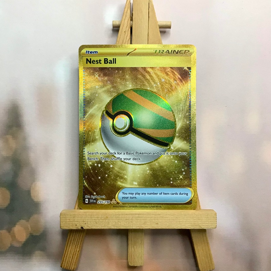 Thẻ hình Pokemon Nest Ball 255/198 - Lá bài lẻ Scarlet & Violet Base Set Gold Secret Rare tiếng Anh chính hãng