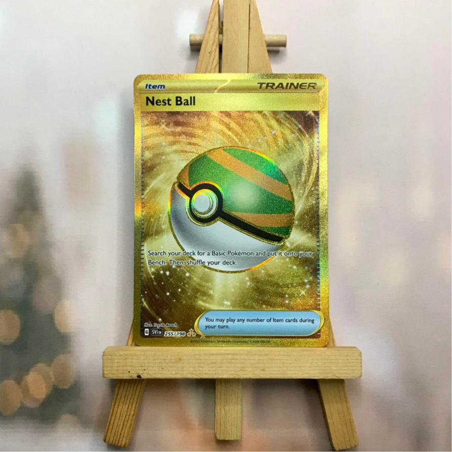 Thẻ hình Pokemon Nest Ball 255/198 - Lá bài lẻ Scarlet & Violet Base Set Gold Secret Rare tiếng Anh chính hãng