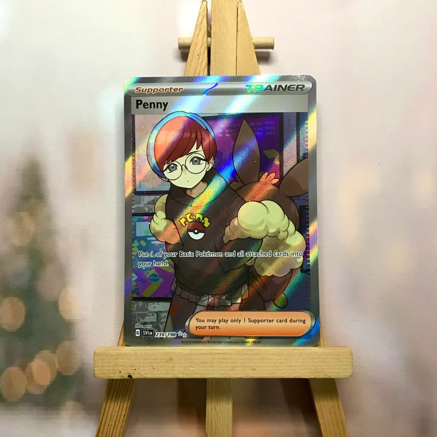 Thẻ hình Pokemon Penny 239/198 - Lá bài lẻ Scarlet & Violet Base Set Full Art Secret Rare tiếng Anh chính hãng