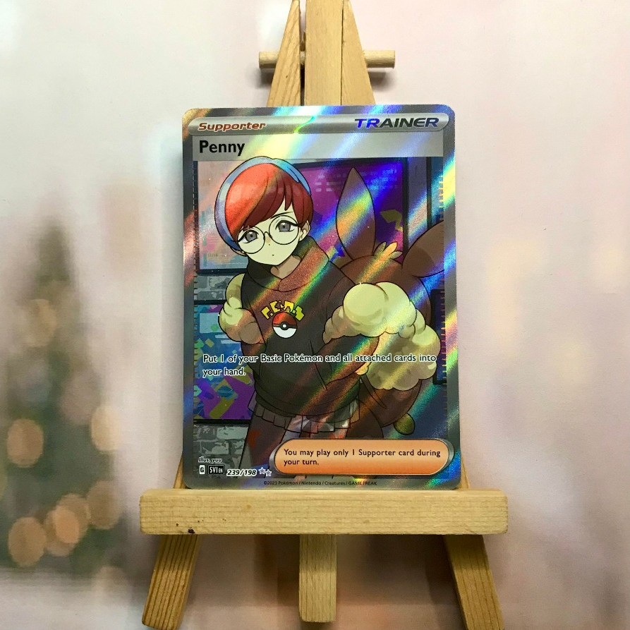 Thẻ hình Pokemon Penny 239/198 - Lá bài lẻ Scarlet & Violet Base Set Full Art Secret Rare tiếng Anh chính hãng