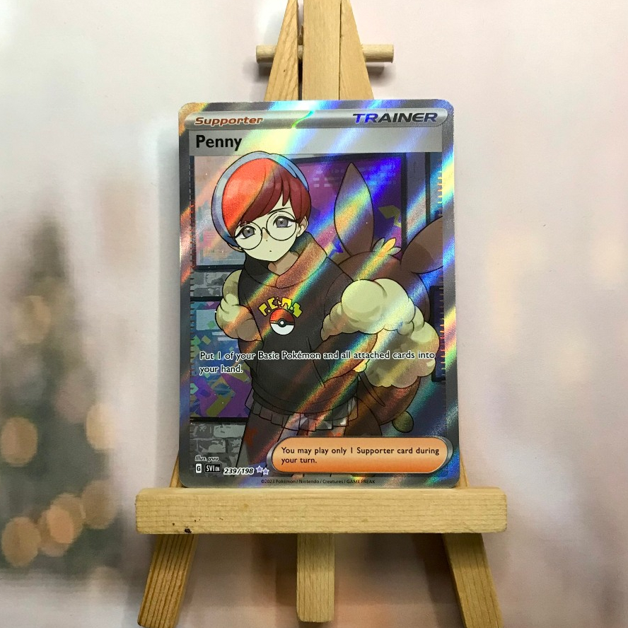 Thẻ hình Pokemon Penny 239/198 - Lá bài lẻ Scarlet & Violet Base Set Full Art Secret Rare tiếng Anh chính hãng