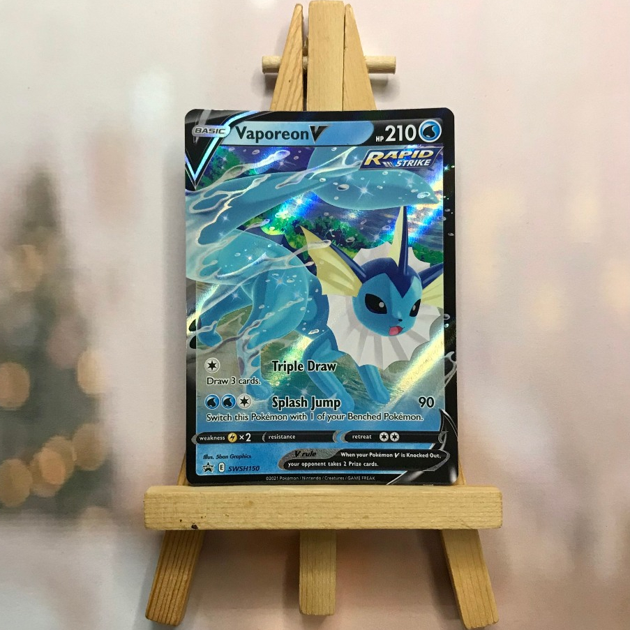 Thẻ hình Pokemon Vaporeon V SWSH150 - Lá bài Sword & Shield Evolving Skies Promo tiếng Anh chính hãng