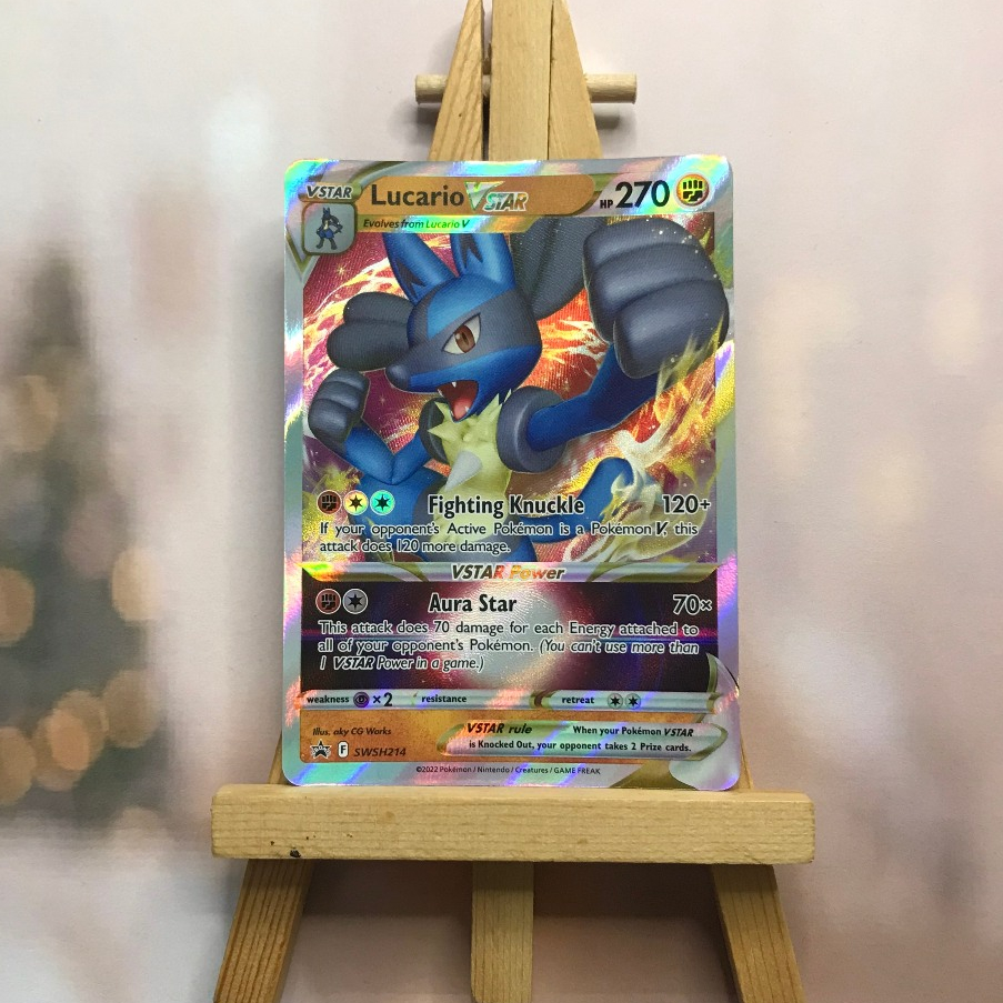 Thẻ hình Pokemon Lucario VSTAR SWSH214 - Lá bài lẻ Ultra Rare tiếng Anh chính hãng