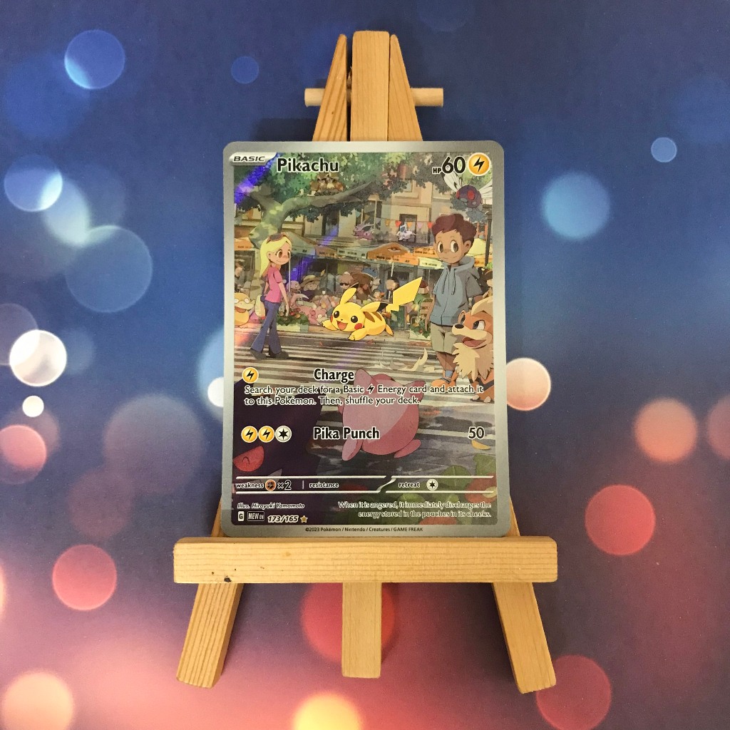 Thẻ hình Pokemon Pikachu 173/165 - Lá bài lẻ Scarlet & Violet 151 Illustration Rare tiếng Anh chính hãng