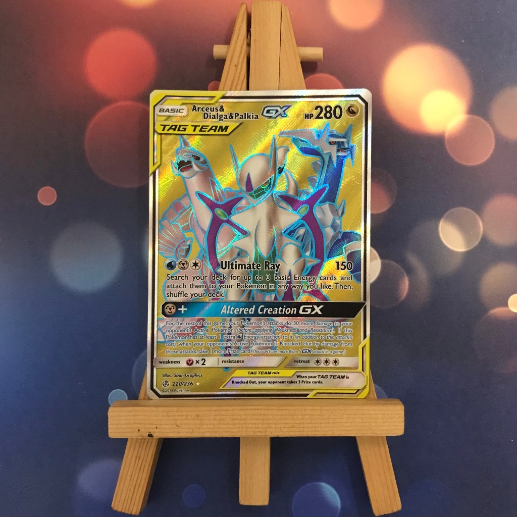 Thẻ hình Pokemon Arceus & Dialga & Palkia GX 220/236 - Lá bài lẻ Full Art Ultra Rare tiếng Anh chính hãng