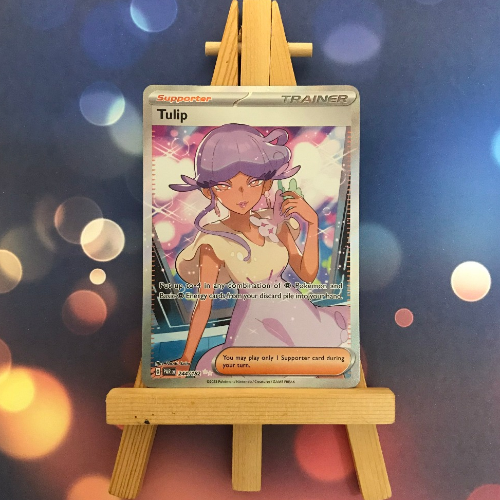 Thẻ hình Pokemon Tulip 244/182 - Lá bài lẻ Paradox Rift Full Art Secret Rare tiếng Anh chính hãng