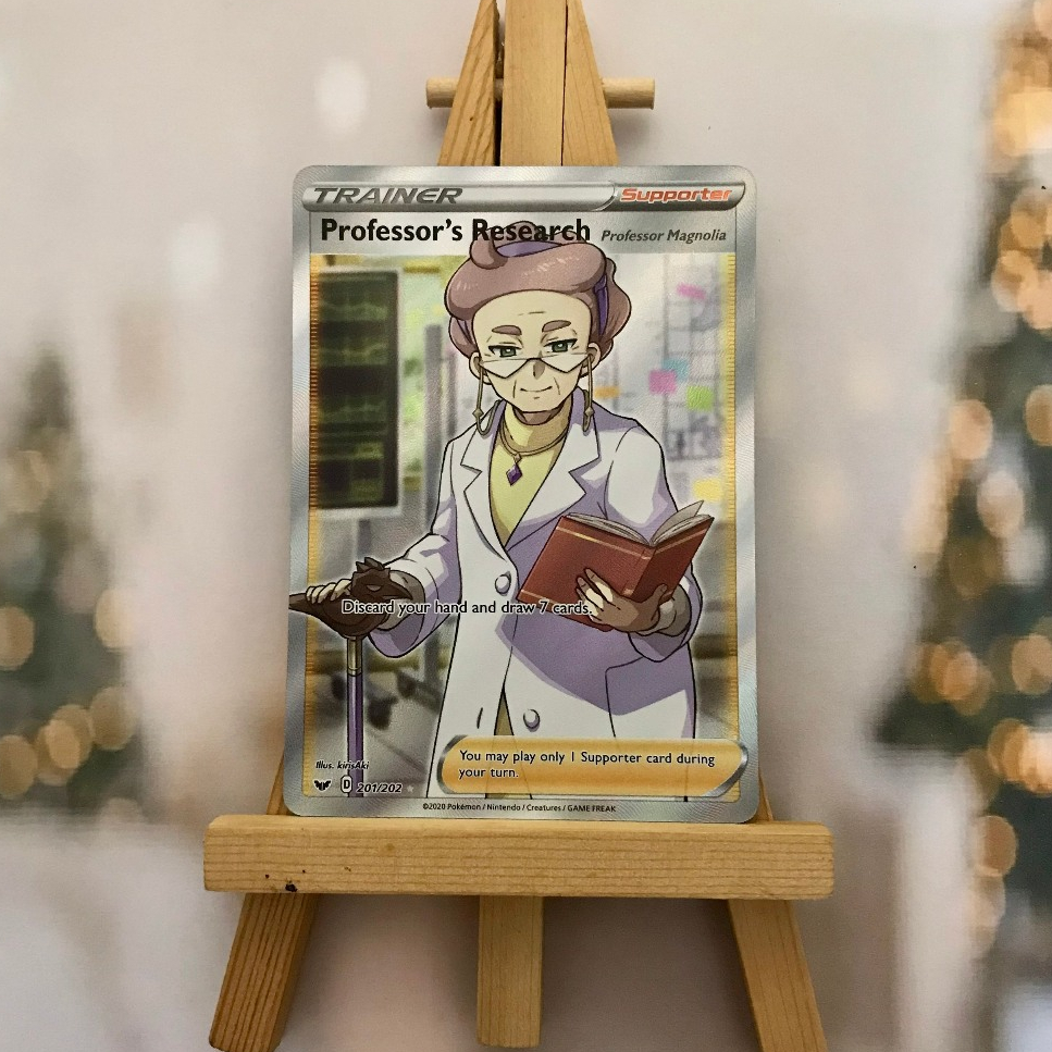 Thẻ hình Pokemon Professor's Research 201/202 - Lá bài lẻ Full Art Ultra Rare tiếng Anh chính hãng