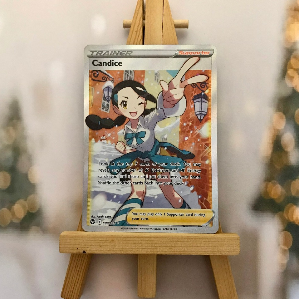 Thẻ hình Pokemon Candice 189/195 - Lá bài lẻ Silver Tempest Full Art Ultra Rare tiếng Anh chính hãng