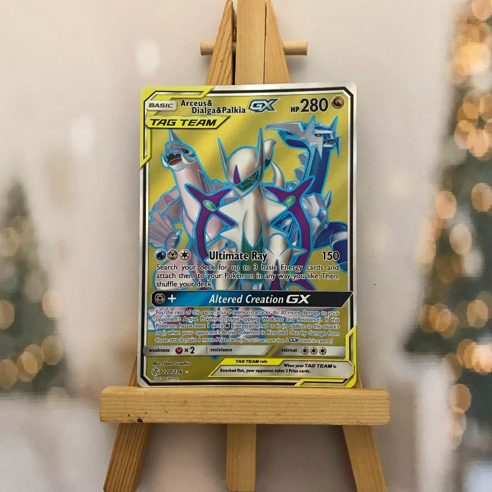 Thẻ hình Pokemon Arceus & Dialga & Palkia GX 220/236 - Lá bài lẻ Full Art Ultra Rare tiếng Anh chính hãng