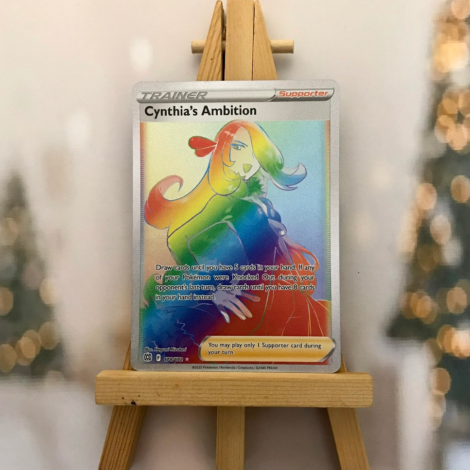Thẻ hình Pokemon Cynthia's Ambition 178/172 - Lá bài lẻ Hyper Rare tiếng Anh chính hãng