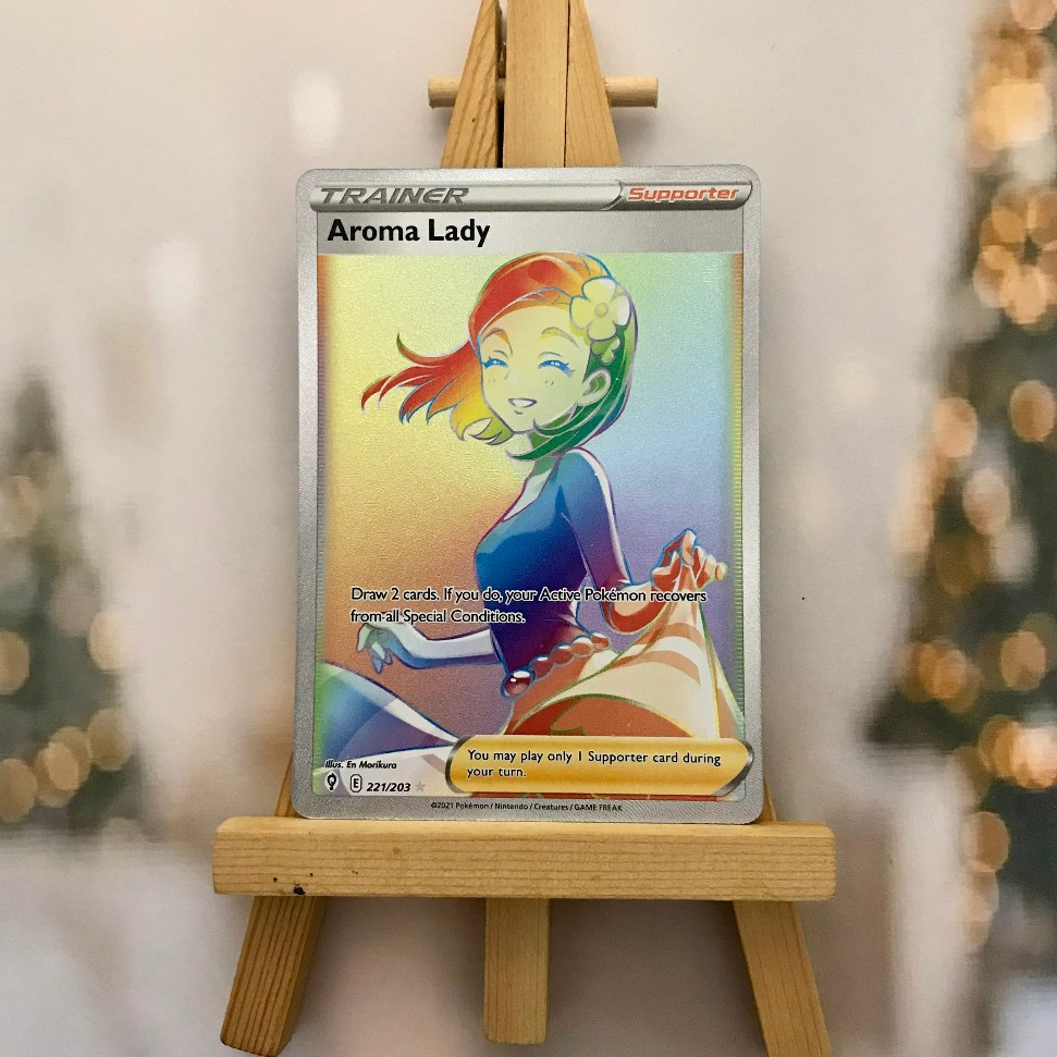 Thẻ hình Pokemon Aroma Lady 221/203 - Lá bài lẻ Hyper Rare tiếng Anh chính hãng