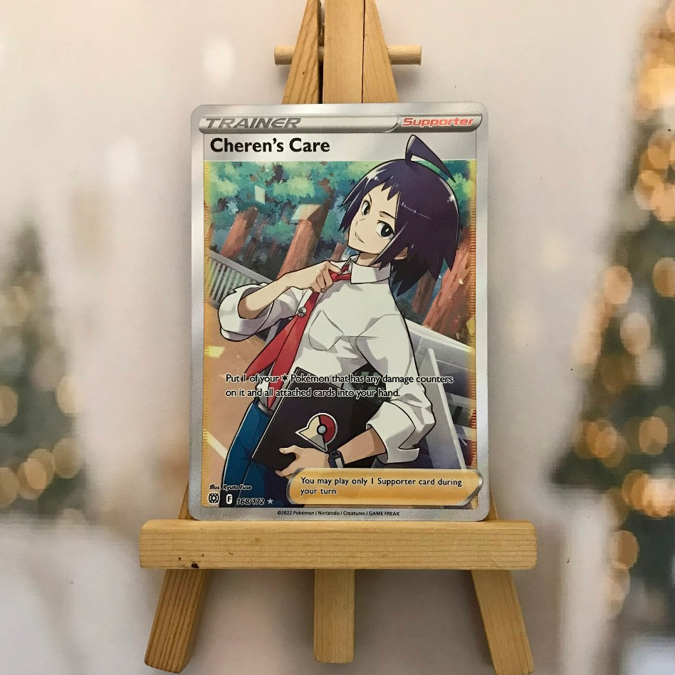 Thẻ hình Pokemon Cheren's Care 168/172 - Lá bài lẻ Full Art Ultra Rare tiếng Anh chính hãng