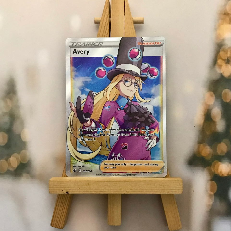 Thẻ hình Pokemon Avery 187/198 - Lá bài lẻ Full Art Ultra Rare tiếng Anh chính hãng