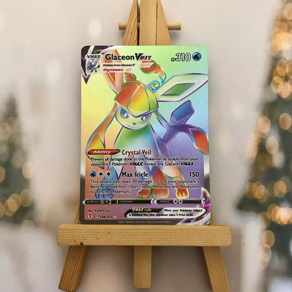 Thẻ hình Pokemon Glaceon VMAX 208/203 - Lá bài lẻ Hyper Rare tiếng Anh chính hãng