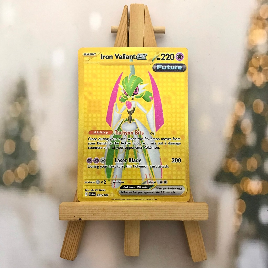 Thẻ hình Pokemon Iron Valiant ex 261/182 - Lá bài lẻ Paradox Rift Gold Secret tiếng Anh chính hãng