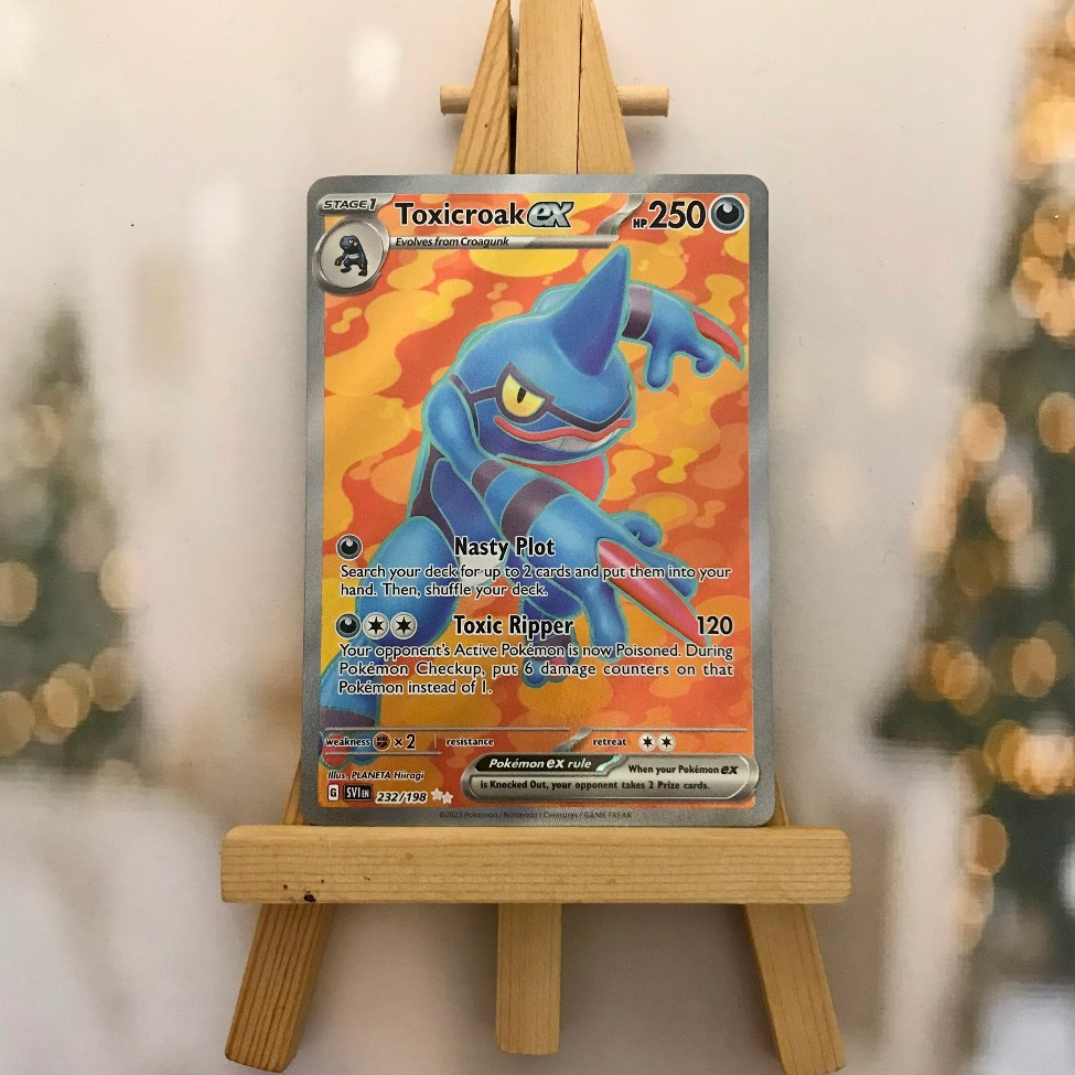 Thẻ hình Pokemon Toxicroak ex 232/198 - Lá bài lẻ Scarlet & Violet Base Set Full Art Secret Rare tiếng Anh chính hãng