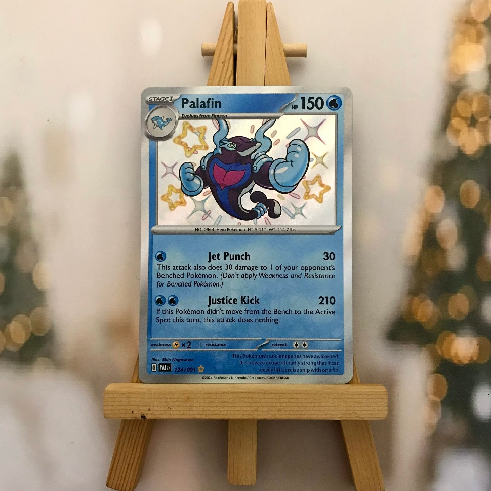 Thẻ hình Pokemon Palafin 124/091- Bài lẻ Paldean Fates Shiny Rare tiếng Anh chính hãng