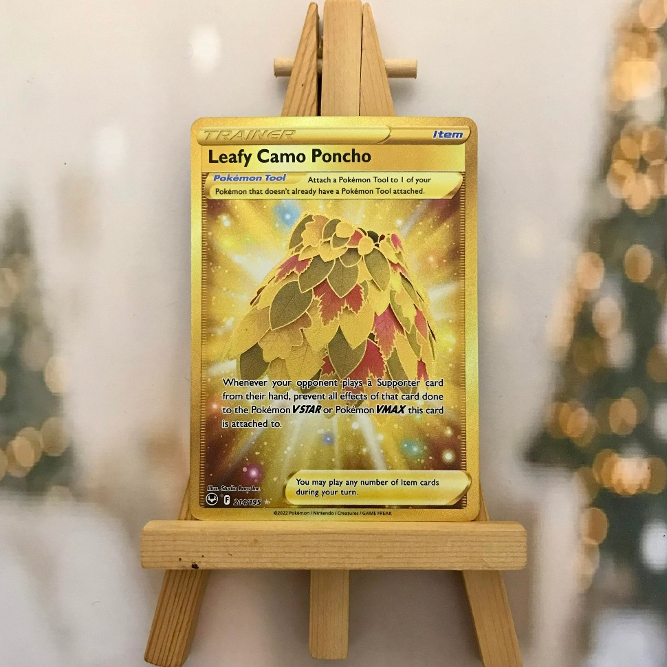 Thẻ hình Pokemon Leafy Camo Poncho 214/195 - Lá bài lẻ Silver Tempest Secret Rare tiếng Anh chính hãng