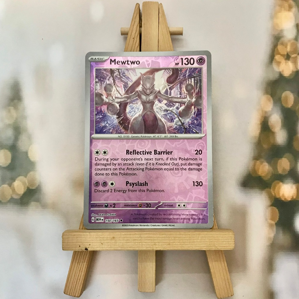 Thẻ hình Pokemon Mewtwo 150/165 - Lá bài Scarlet & Violet 151 Holo Rare Reverse Holo tiếng Anh chính hãng