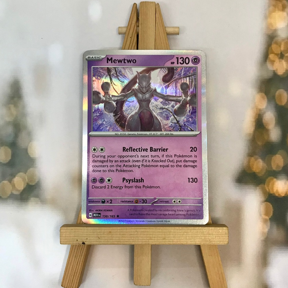 Thẻ hình Pokemon Mewtwo 150/165 - Lá bài Scarlet & Violet 151 Holo Rare Reverse Holo tiếng Anh chính hãng
