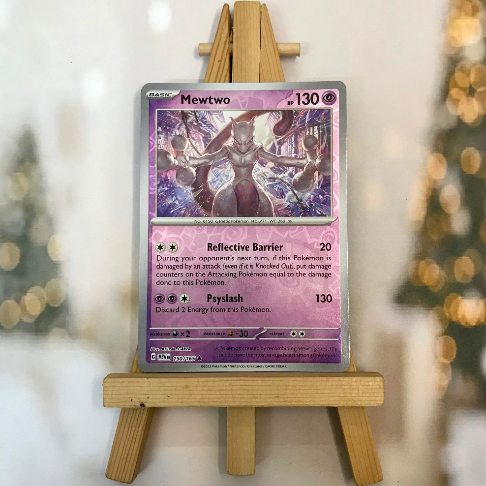 Thẻ hình Pokemon Mewtwo 150/165 - Lá bài Scarlet & Violet 151 Rare Reverse Holo tiếng Anh chính hãng
