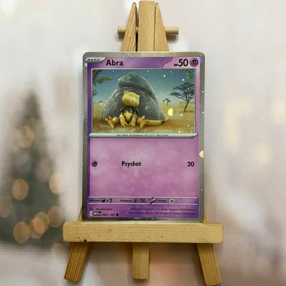 Thẻ hình Pokemon Abra 063/165 - Lá bài lẻ Scarlet & Violet 151 Common Reverse Holo Promo tiếng Anh