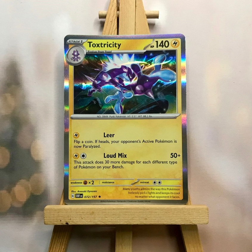 Thẻ hình Pokemon Toxtricity 072/197 - Lá bài lẻ Obsidian Flames Rare Reverse Holo tiếng Anh chính hãng
