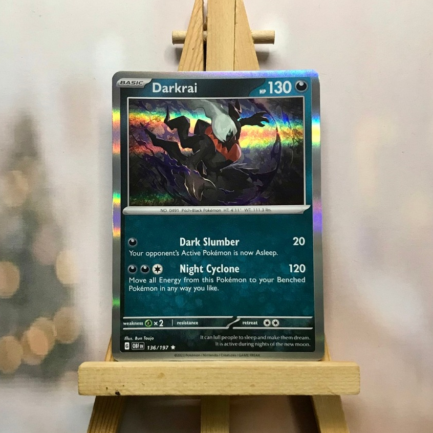 Thẻ hình Pokemon Darkrai 136/197 - Lá bài lẻ Obsidian Flames Rare Reverse Holo tiếng Anh chính hãng