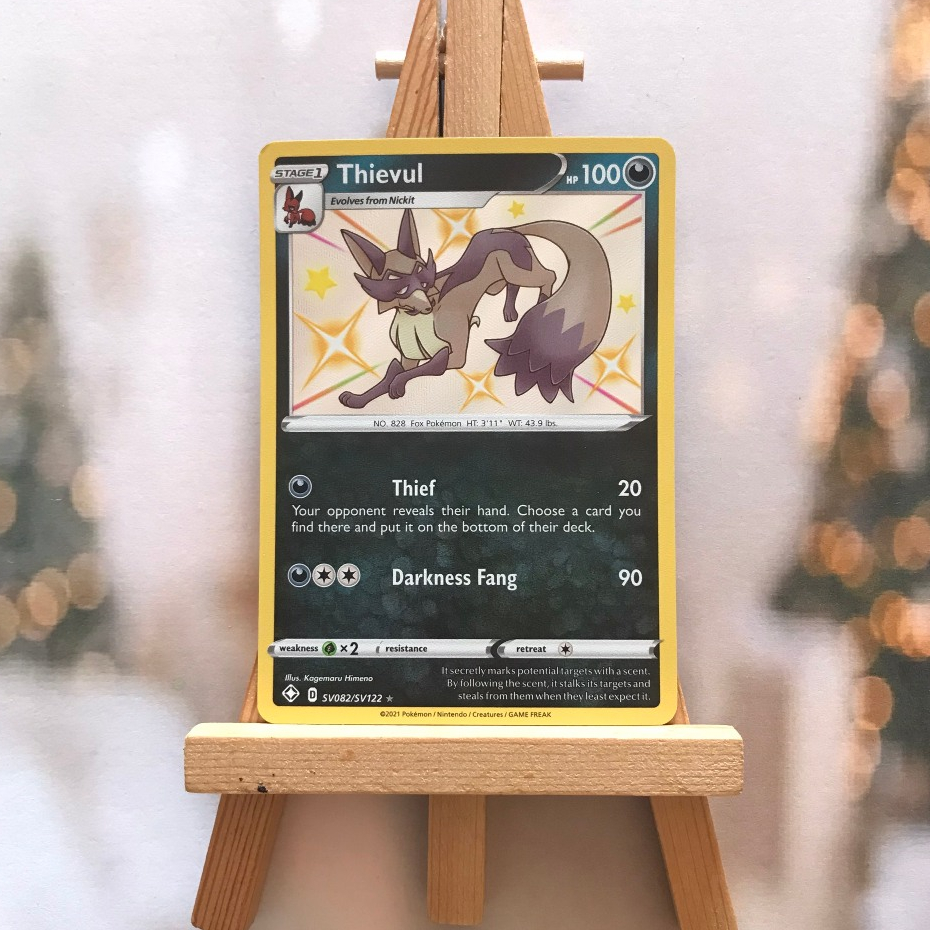 Thẻ hình Pokemon Thievul SV82/SV122 - Lá bài lẻ Shiny Rare tiếng Anh chính hãng