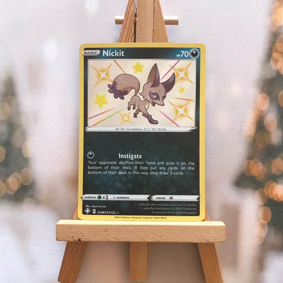 Thẻ hình Pokemon Nickit SV81/SV122 - Lá bài lẻ Shiny Rare tiếng Anh chính hãng
